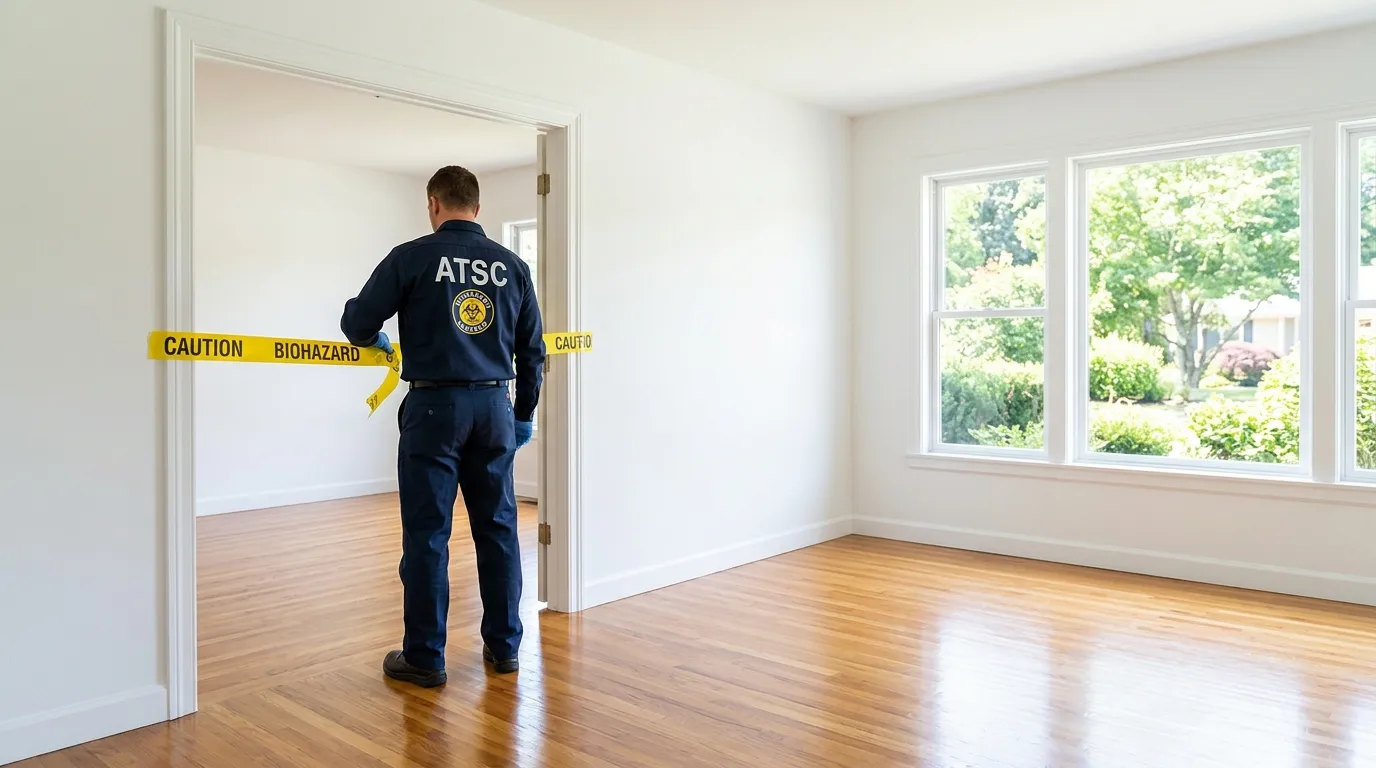 Certified biohazard cleanup crew performing Decomposition Cleanup in Hauppauge